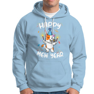 Happy Mew Year Funny Cat New Years Eve Party Firework Hoodie TS09 Light Blue Printyourwear