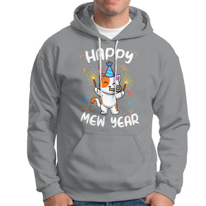 Happy Mew Year Funny Cat New Years Eve Party Firework Hoodie TS09 Sport Gray Printyourwear