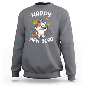 Happy Mew Year Funny Cat New Years Eve Party Firework Sweatshirt TS09 Charcoal Printyourwear