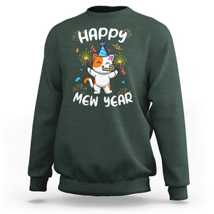 Happy Mew Year Funny Cat New Years Eve Party Firework Sweatshirt TS09 Dark Forest Green Printyourwear