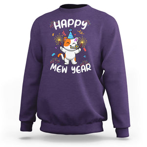 Happy Mew Year Funny Cat New Years Eve Party Firework Sweatshirt TS09 Purple Printyourwear