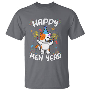 Happy Mew Year Funny Cat New Years Eve Party Firework T Shirt TS09 Charcoal Printyourwear