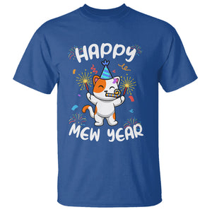 Happy Mew Year Funny Cat New Years Eve Party Firework T Shirt TS09 Royal Blue Printyourwear