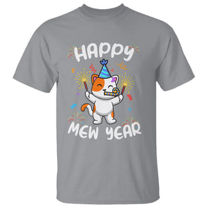 Happy Mew Year Funny Cat New Years Eve Party Firework T Shirt TS09 Sport Gray Printyourwear