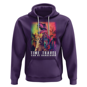 Selfie Cat Time Travel Can Be Dangerous Dinosaur Funny Hoodie TS09 Purple Printyourwear