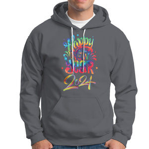 Happy New Year 2024 Tie Dye Lucky Years Hoodie TS09 Charcoal Printyourwear