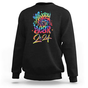 Happy New Year 2024 Tie Dye Lucky Years Sweatshirt TS09 Black Printyourwear