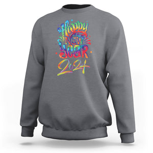 Happy New Year 2024 Tie Dye Lucky Years Sweatshirt TS09 Charcoal Printyourwear