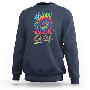 Happy New Year 2024 Tie Dye Lucky Years Sweatshirt TS09 Navy Printyourwear