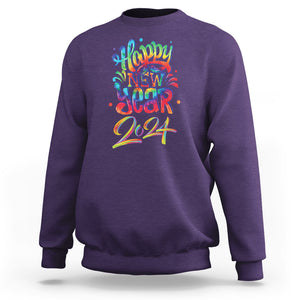 Happy New Year 2024 Tie Dye Lucky Years Sweatshirt TS09 Purple Printyourwear