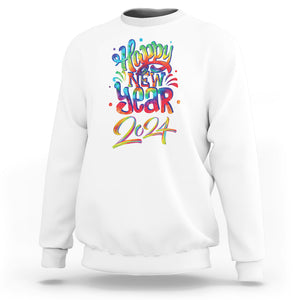 Happy New Year 2024 Tie Dye Lucky Years Sweatshirt TS09 White Printyourwear