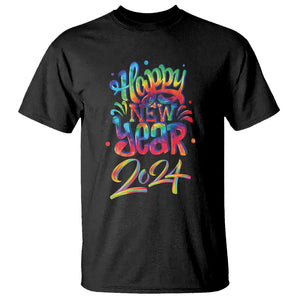 Happy New Year 2024 Tie Dye Lucky Years T Shirt TS09 Black Printyourwear