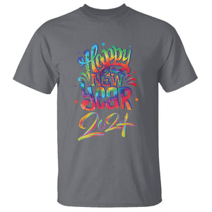 Happy New Year 2024 Tie Dye Lucky Years T Shirt TS09 Charcoal Printyourwear