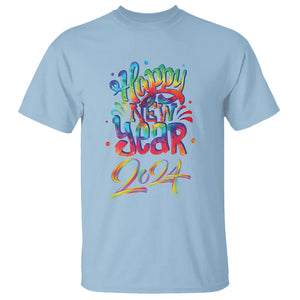 Happy New Year 2024 Tie Dye Lucky Years T Shirt TS09 Light Blue Printyourwear