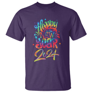 Happy New Year 2024 Tie Dye Lucky Years T Shirt TS09 Purple Printyourwear