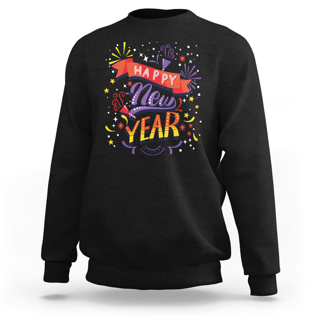 Happy New Year 2024 Firework Lucky Years Sweatshirt TS09 Black Printyourwear