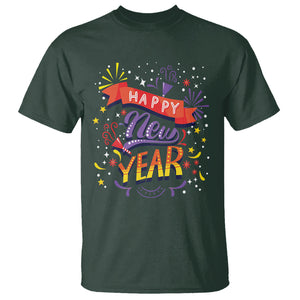 Happy New Year 2024 Firework Lucky Years T Shirt TS09 Dark Forest Green Printyourwear