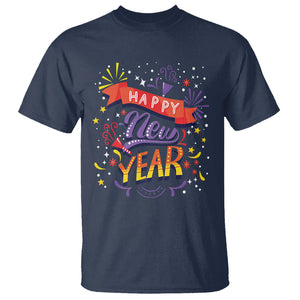 Happy New Year 2024 Firework Lucky Years T Shirt TS09 Navy Printyourwear