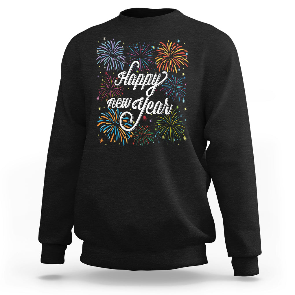 Happy New Year Colorful Firework Lucky Years Sweatshirt TS09 Black Printyourwear