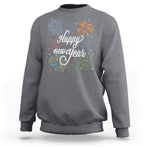 Happy New Year Colorful Firework Lucky Years Sweatshirt TS09 Charcoal Printyourwear