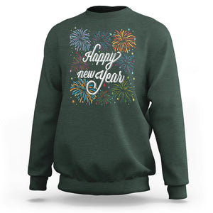 Happy New Year Colorful Firework Lucky Years Sweatshirt TS09 Dark Forest Green Printyourwear