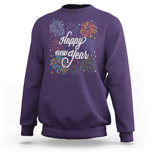 Happy New Year Colorful Firework Lucky Years Sweatshirt TS09 Purple Printyourwear