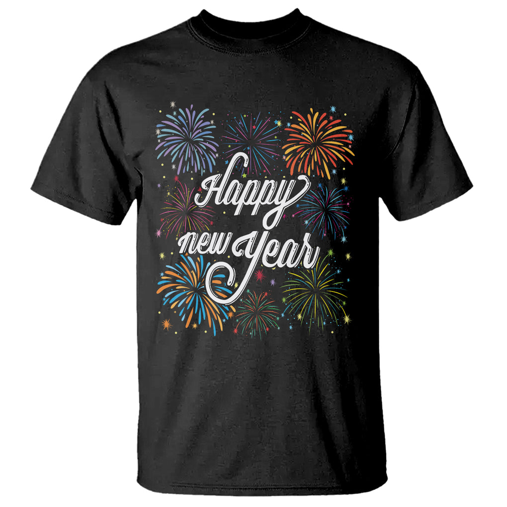 Happy New Year Colorful Firework Lucky Years T Shirt TS09 Black Printyourwear