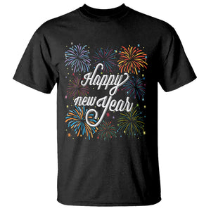 Happy New Year Colorful Firework Lucky Years T Shirt TS09 Black Printyourwear