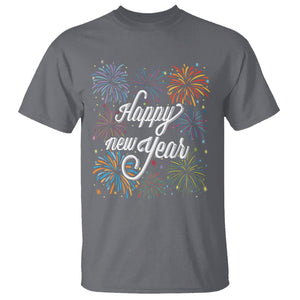 Happy New Year Colorful Firework Lucky Years T Shirt TS09 Charcoal Printyourwear