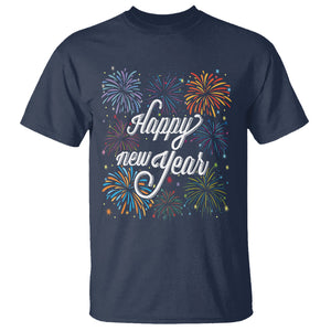 Happy New Year Colorful Firework Lucky Years T Shirt TS09 Navy Printyourwear