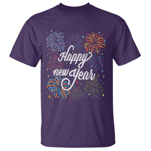 Happy New Year Colorful Firework Lucky Years T Shirt TS09 Purple Printyourwear