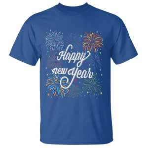 Happy New Year Colorful Firework Lucky Years T Shirt TS09 Royal Blue Printyourwear