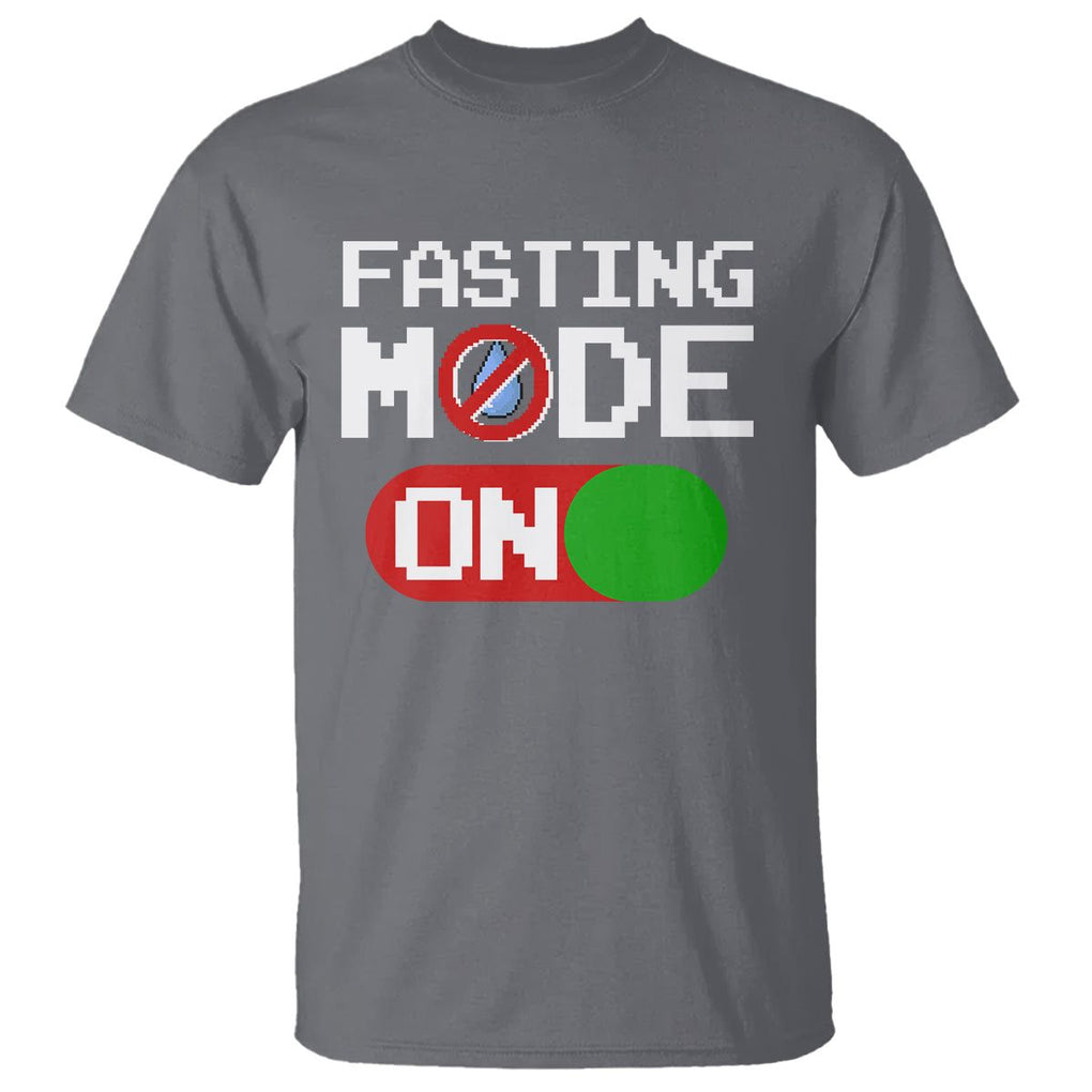 Ramadan T Shirt Fasting Mode On Weight Loss No Water TS09 Charcoal Printyourwear