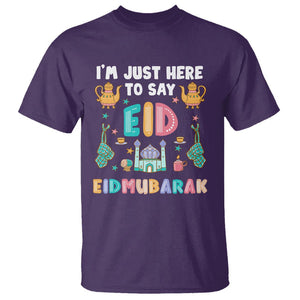 Ramadan T Shirt I'm Just Here To Say EID Mubarak Iftar Islamic Muslim TS09 Purple Printyourwear