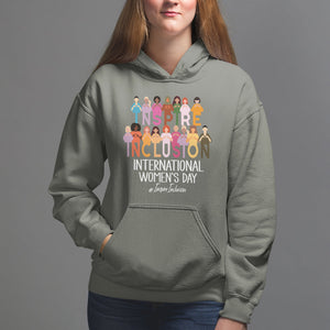 International Women's Day Hoodie Happy IWD 8 March Inspire Inclusion 2024 TS09 Military Green Printyourwear