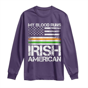 Irish American Pride Long Sleeve Shirt My Blood Runs Ireland America Flag TS09 Purple Print Your Wear