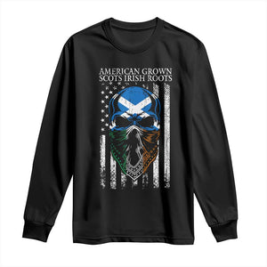 American Grown With Scots Irish Roots Long Sleeve Shirt American Ulster Scots Skull Flag TS09 Black Print Your Wear