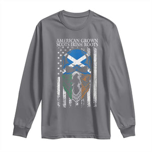 American Grown With Scots Irish Roots Long Sleeve Shirt American Ulster Scots Skull Flag TS09 Charcoal Print Your Wear