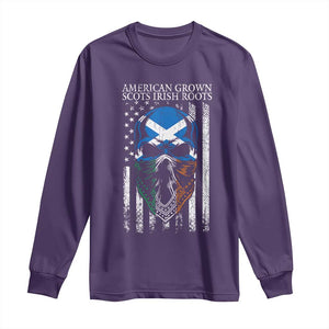 American Grown With Scots Irish Roots Long Sleeve Shirt American Ulster Scots Skull Flag TS09 Purple Print Your Wear