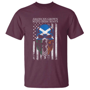 American Grown With Scots Irish Roots T Shirt American Ulster Scots Skull Flag TS09 Maroon Print Your Wear