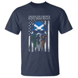 American Grown With Scots Irish Roots T Shirt American Ulster Scots Skull Flag TS09 Navy Print Your Wear
