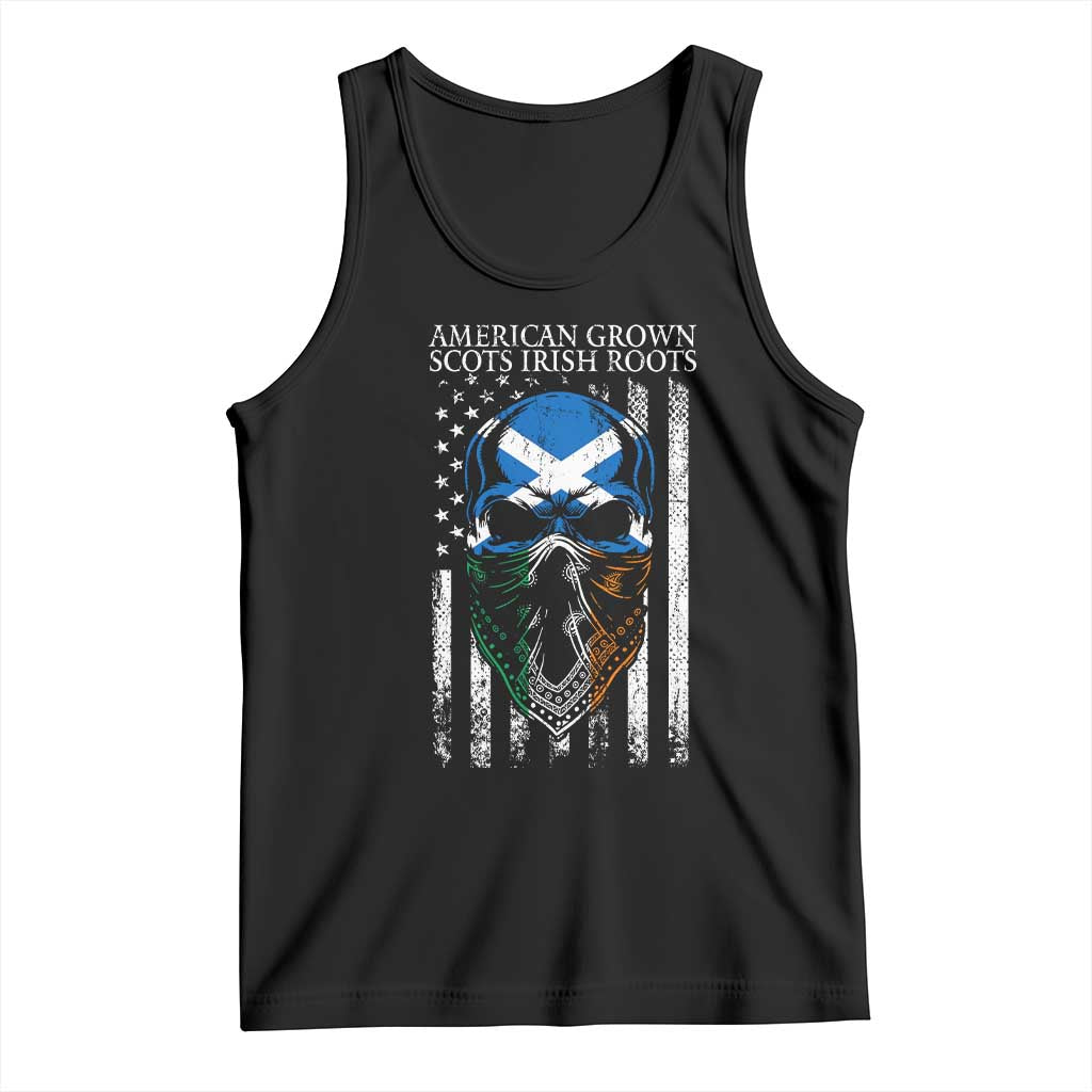 American Grown With Scots Irish Roots Tank Top American Ulster Scots Skull Flag TS09 Black Print Your Wear