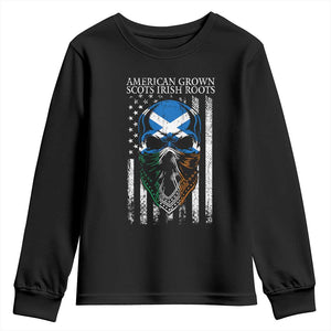 American Grown With Scots Irish Roots Youth Sweatshirt American Ulster Scots Skull Flag TS09 Black Print Your Wear