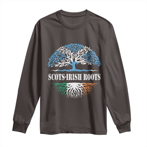 Scots-Irish Roots Long Sleeve Shirt Ulster Scots Ireland Scotland TS09 Dark Chocolate Print Your Wear