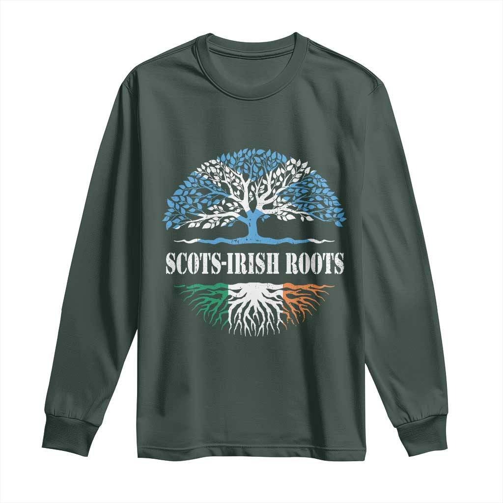 Scots-Irish Roots Long Sleeve Shirt Ulster Scots Ireland Scotland TS09 Dark Forest Green Print Your Wear