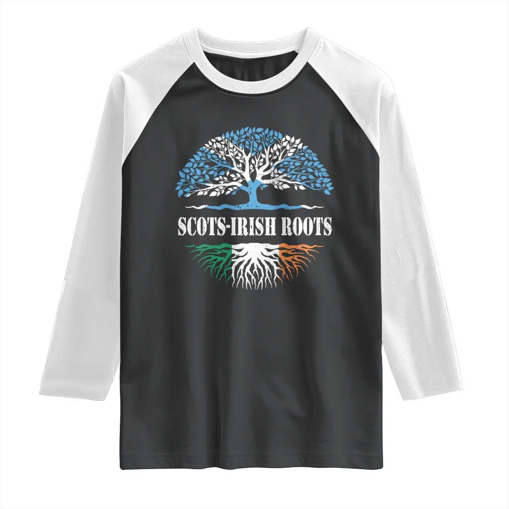 Scots-Irish Roots Raglan Shirt Ulster Scots Ireland Scotland TS09 Black White Print Your Wear