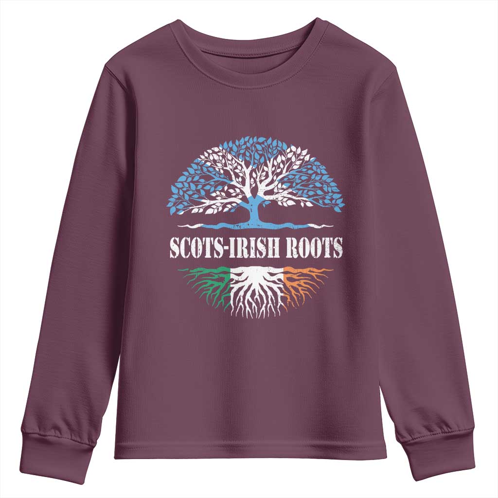 Scots-Irish Roots Youth Sweatshirt Ulster Scots Ireland Scotland TS09 Maroon Print Your Wear