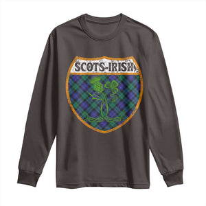 Scots-Irish Pride Long Sleeve Shirt Shamrock Ulster Scots Scotch Irish Shamrock Thistle TS09 Dark Chocolate Print Your Wear