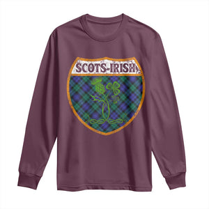 Scots-Irish Pride Long Sleeve Shirt Shamrock Ulster Scots Scotch Irish Shamrock Thistle TS09 Maroon Print Your Wear