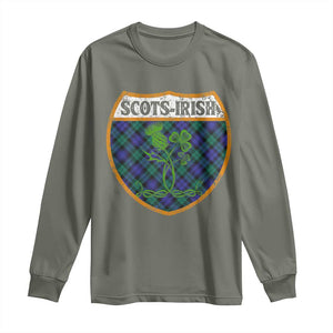 Scots-Irish Pride Long Sleeve Shirt Shamrock Ulster Scots Scotch Irish Shamrock Thistle TS09 Military Green Print Your Wear